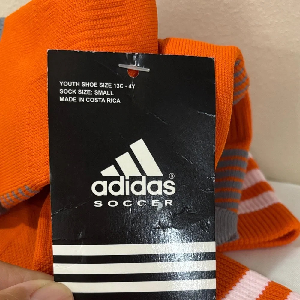 adidas Kids' Vibrant Orange and Gray Socks